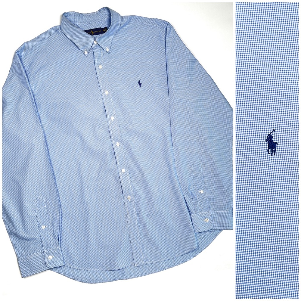 Mens Polo Ralph Lauren Button-Up Shirt Blue/White Gingham Size XXL